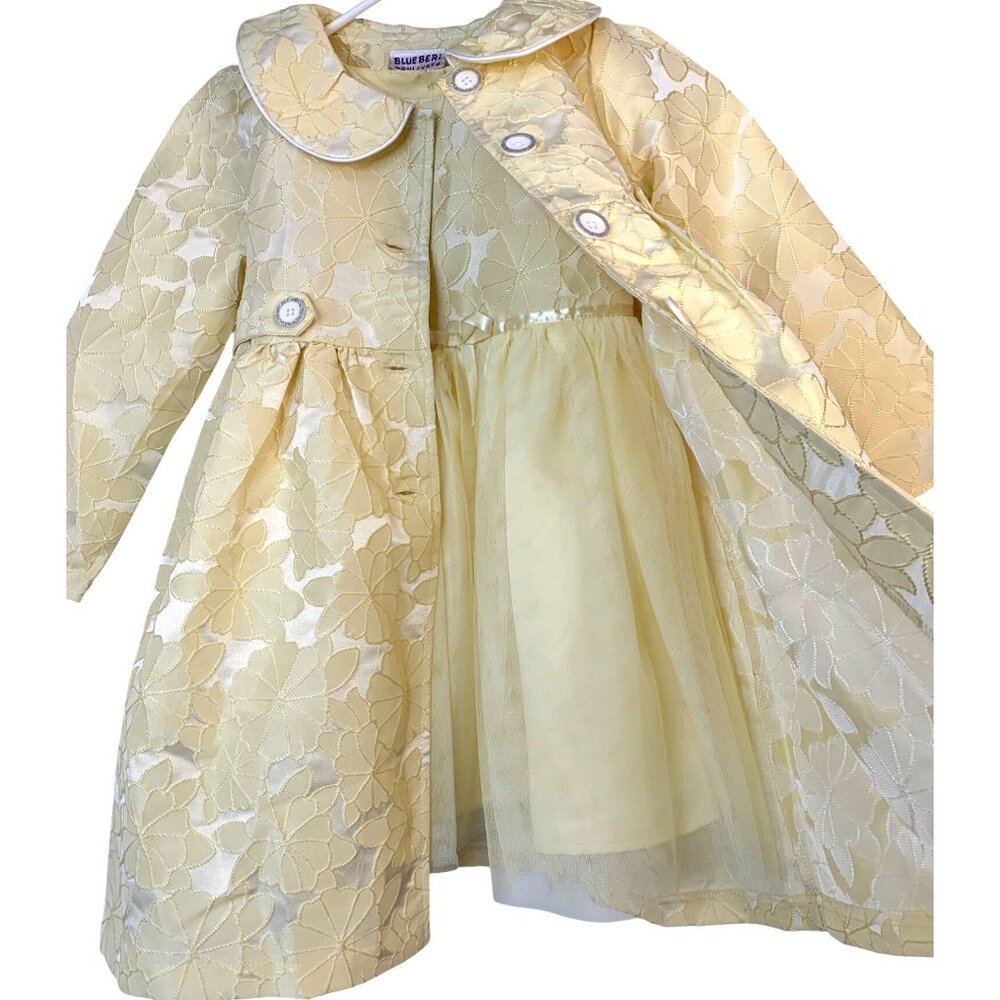 NWT Blueberi Boulevard Girls 2-Piece Yellow Dress & Coat Set Size 6 RAA10418